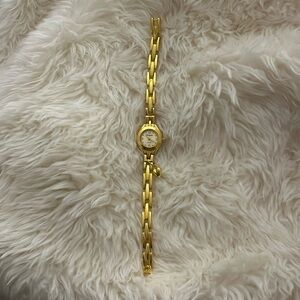 Stainless steel small gold watch with heart charm